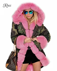 Жіноча зимова парка Roiii з капюшоном, штучним хутром для вулиці synthetic.ua - Фото 1