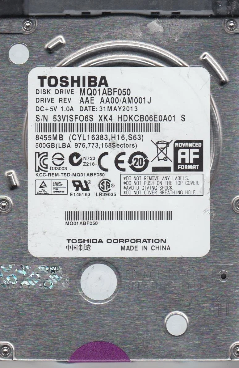 Внутренний жесткий диск Toshiba MQ01ABF050 500GB SATA 3.0 Гбит/с 5400RPM 2.5" 7мм, фото №4