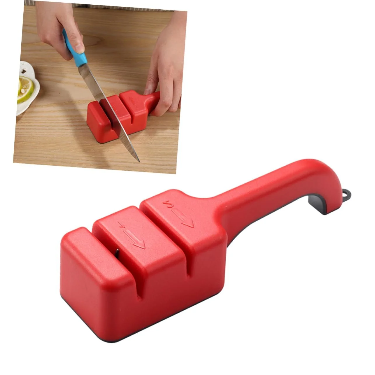 Точилка для ножей кухонная 2-ступенчатая портативная износостойкая, фото №7