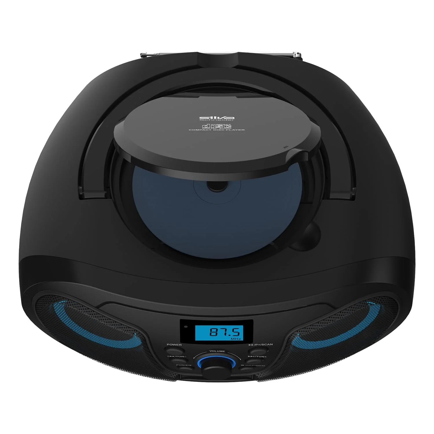 Магнитола CD-проигрыватель Silva Schneider MPC 25.4 USB с FM-радио, USB для MP3, AUX и разъемом для наушников, ЖК-дисплей, 40 Вт p.m.p.o., питание от сети/батареи Черный, фото №3