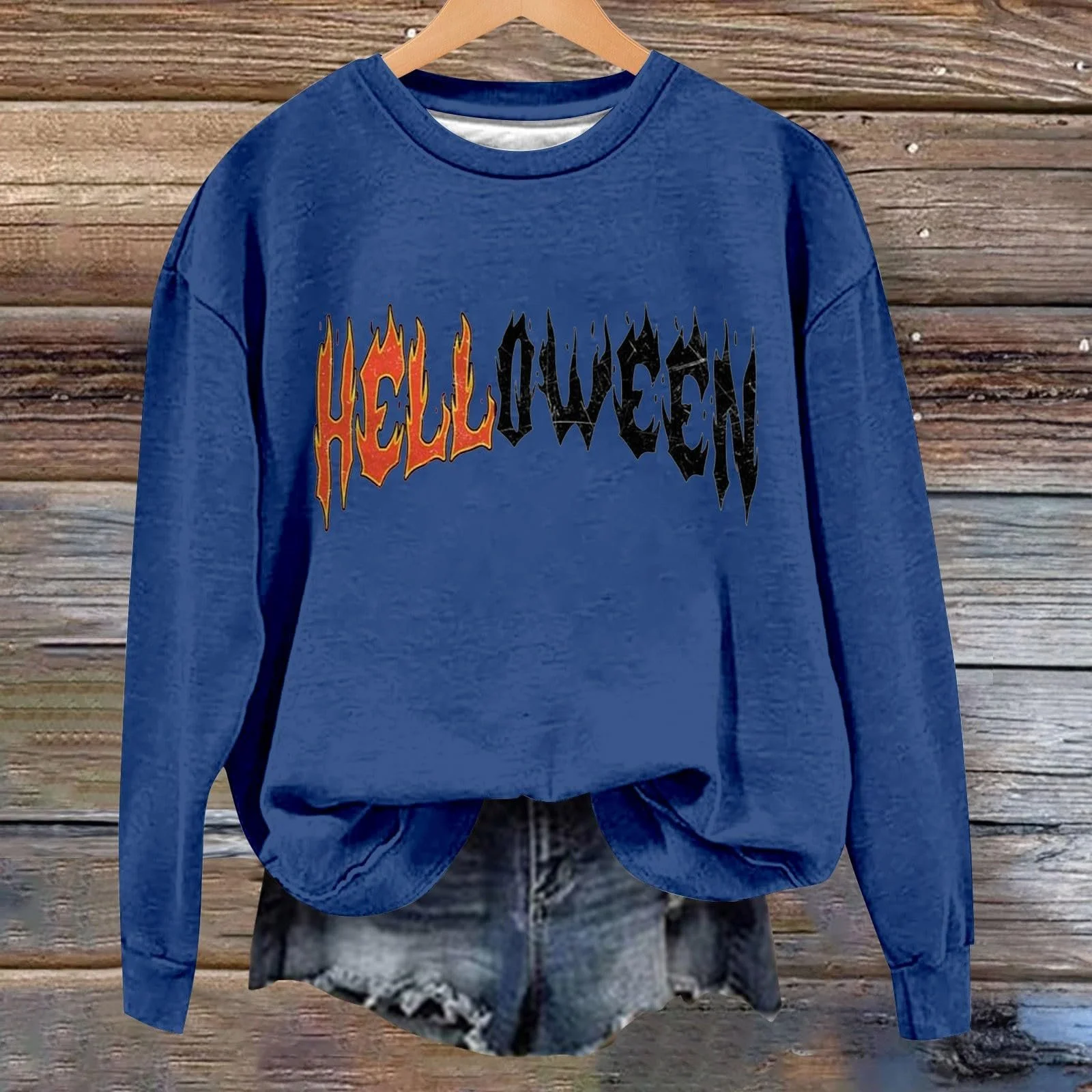 Женский свитшот на Хэллоуин Осенний свитшот с круглым вырезом и принтом на Хэллоуин Свободный Повседневный свитшот с длинными рукавами для вечеринки Фестиваля улицы Свадьбы, фото №4