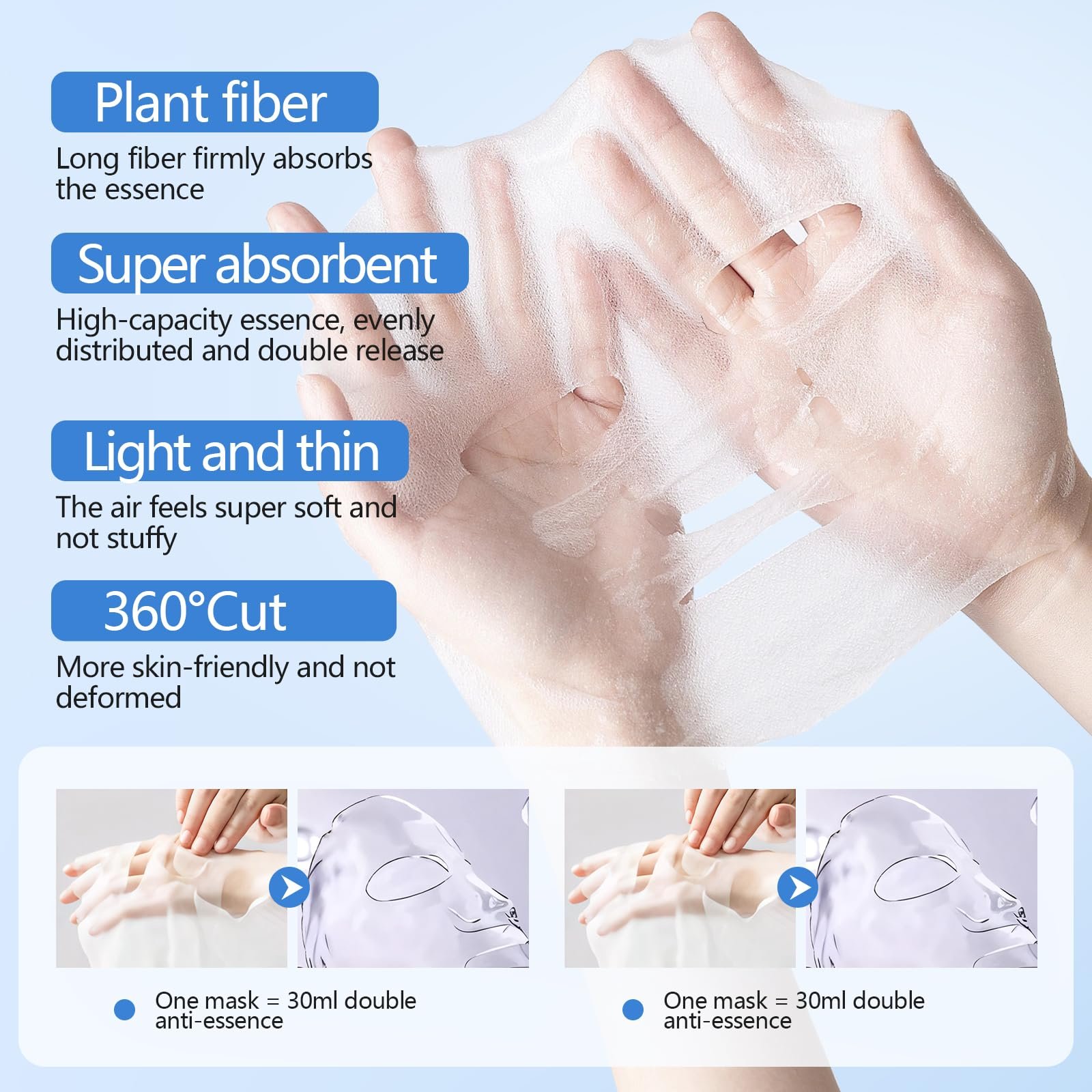 Маска для обличчя Collagen Real Зволожуюча, Заспокійлива, Тканинна, для всіх типів шкіри, 5 шт. в упаковці, фото №4