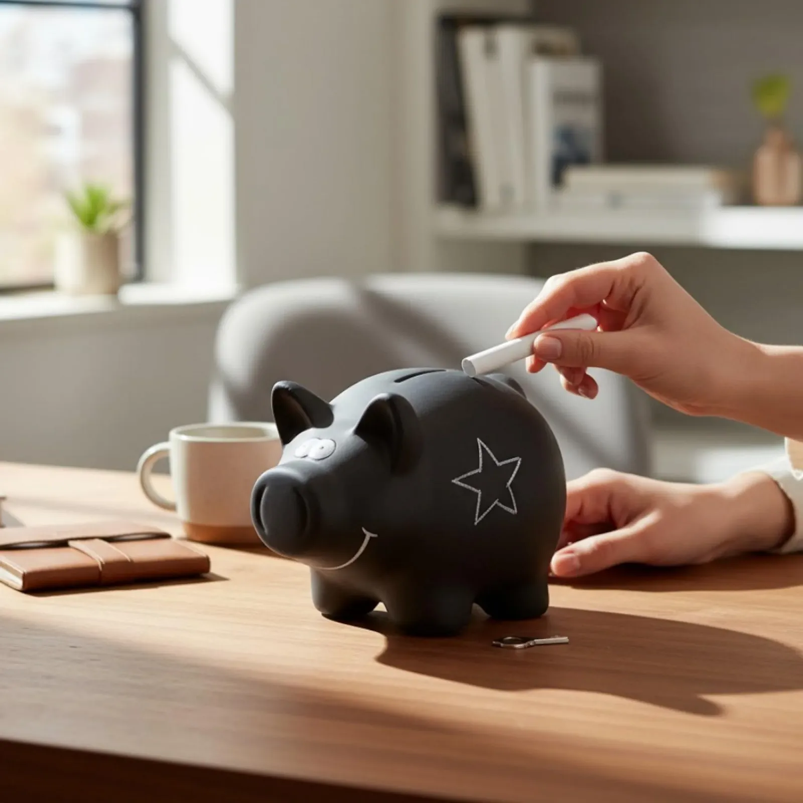 Скарбничка MIJOMA Свиня керамічна з грифельним покриттям та замком, фото №7