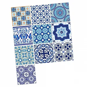 Наклейки на плитку Kisangel 10 шт. PVC Синьо-білий порцеляновий візерунок - Фото 1