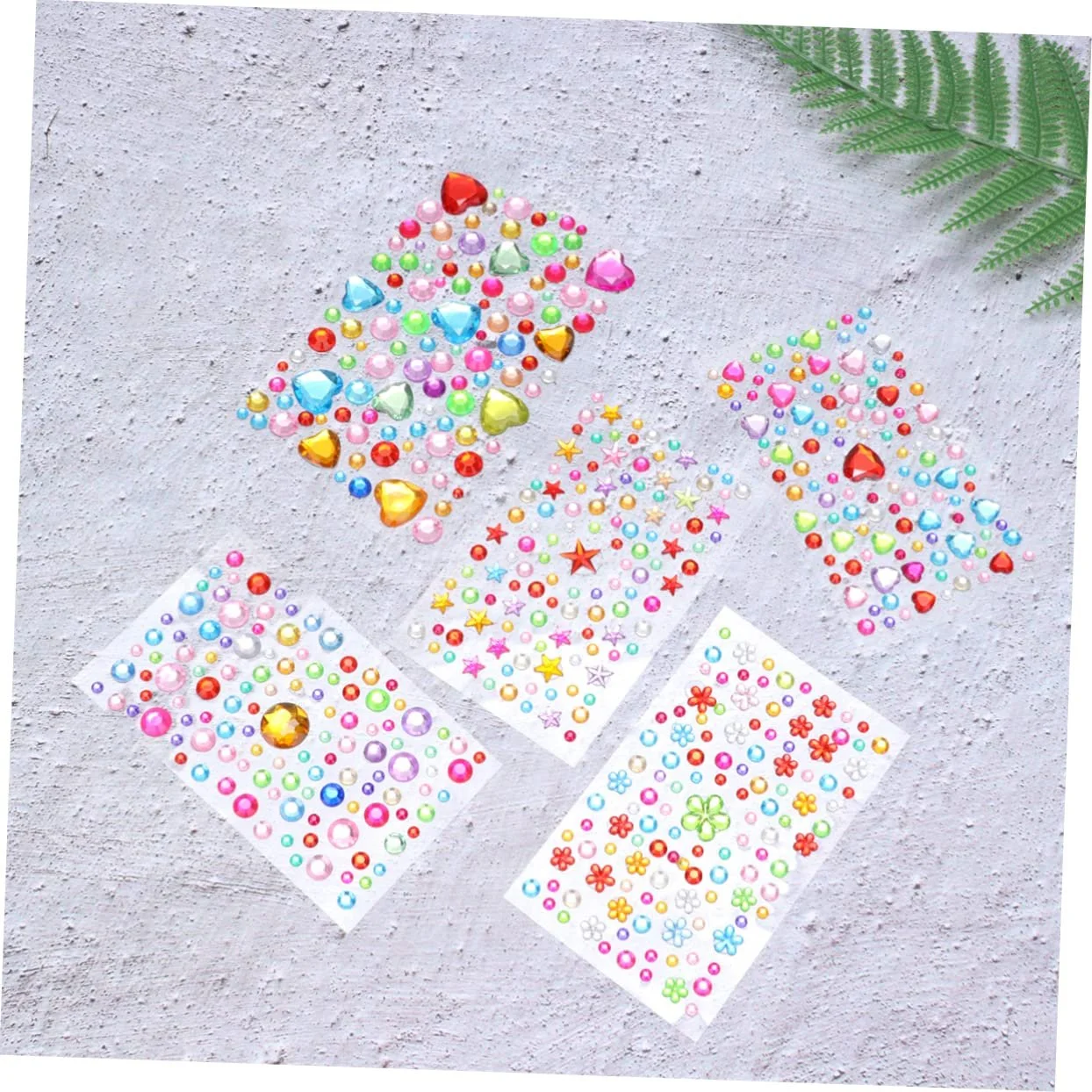 Набір кристалічних наклейок NUOBESTY (5 аркушів) з акриловими стразами різних форм і кольорів для іграшок, мобільних телефонів, фоторамок, фото №6