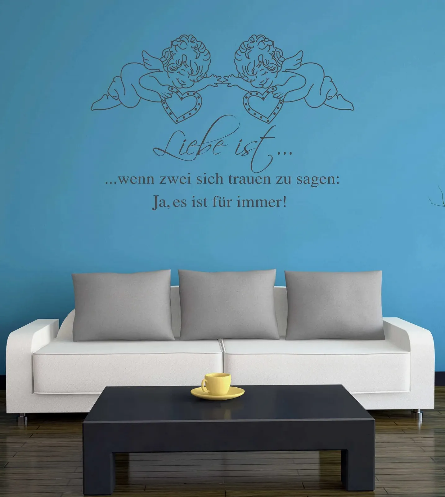 Наклейка на стену A571 "Liebe ist.. für immer!" 120x80 см Антрацит, фото №2