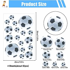 Наклейки на стіну Футбольні м'ячі Набір 4 аркуші 20 x 30 см Самоклеючі Різні розміри synthetic.ua - Фото 1