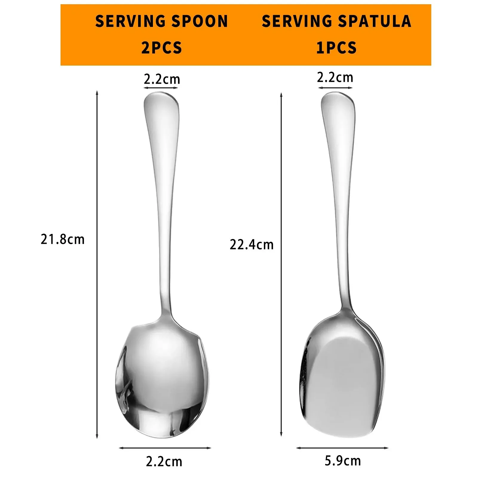 Ложка для сервірування з нержавіючої сталі Сріблястий, набір з 3 штук, фото №2