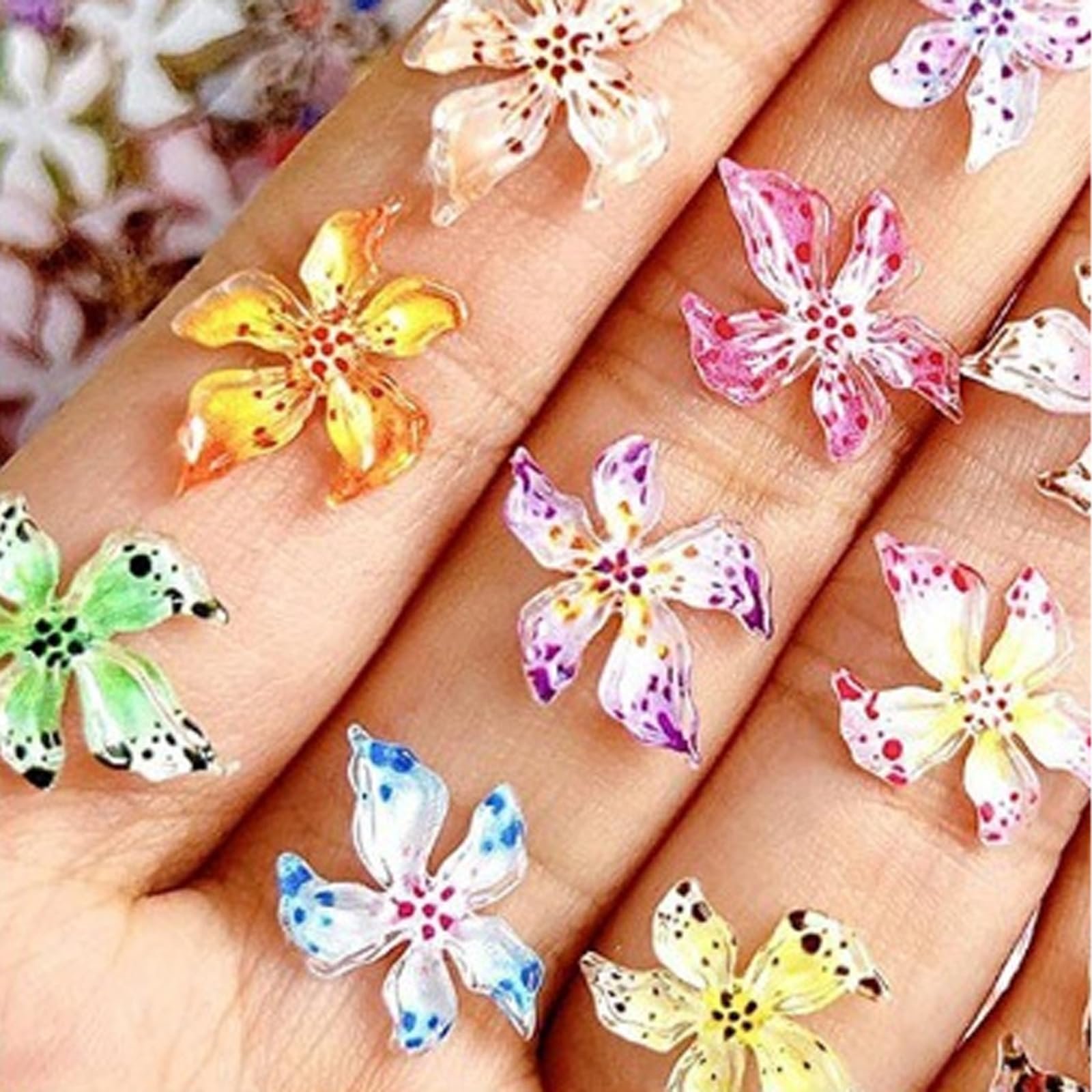 Украшения для ногтей Цветы, 3D Цветы для ногтей, Аксессуары для ногтей, Гавайские кристаллы, Летний маникюр, Украшения для ногтей, Мягкий клей, 80 шт, фото №4
