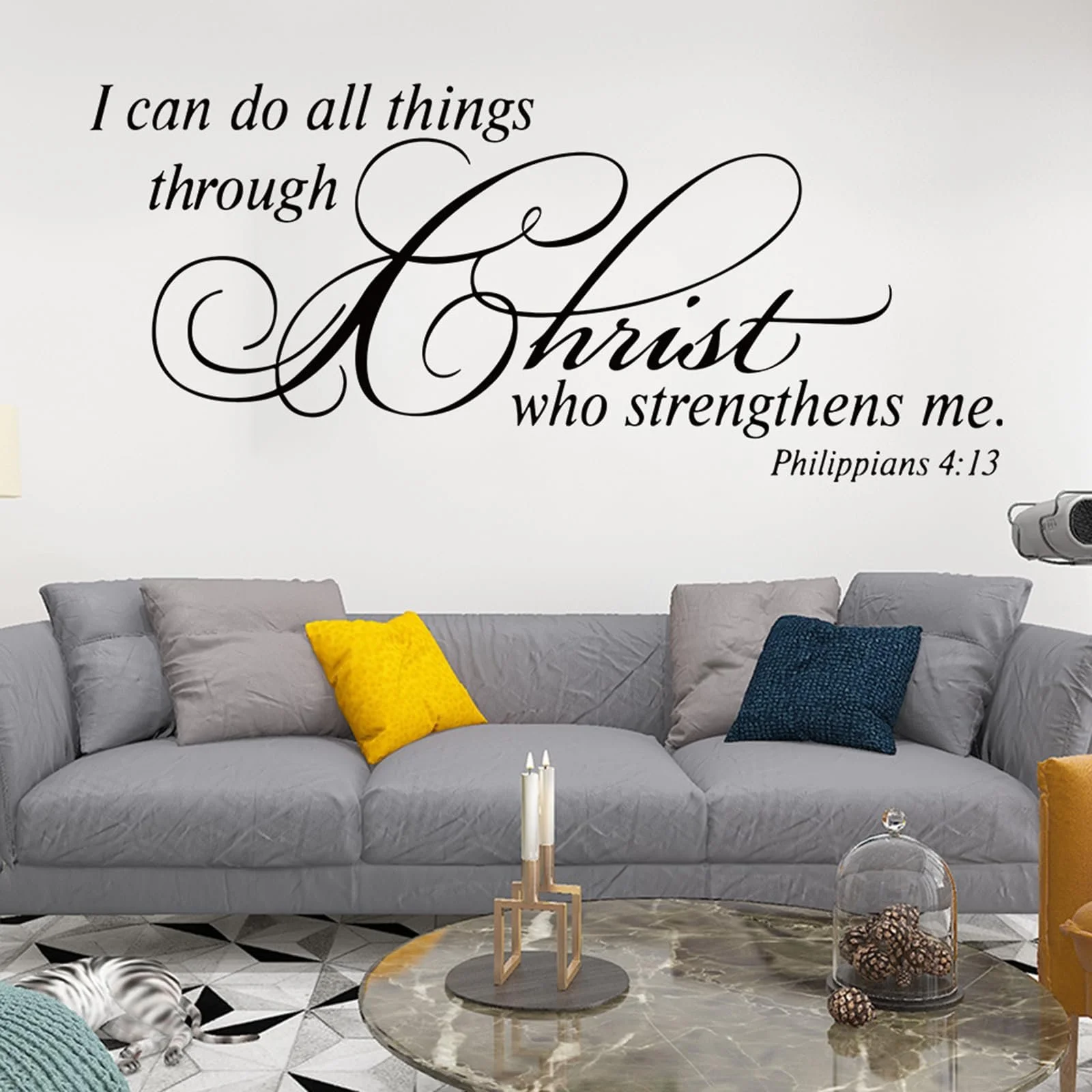 Наклейка на стіну I Can Do All Things Through Christ Who Strengthens Me Philippians 4:13 Вінілова 25 x 56 см, фото №4