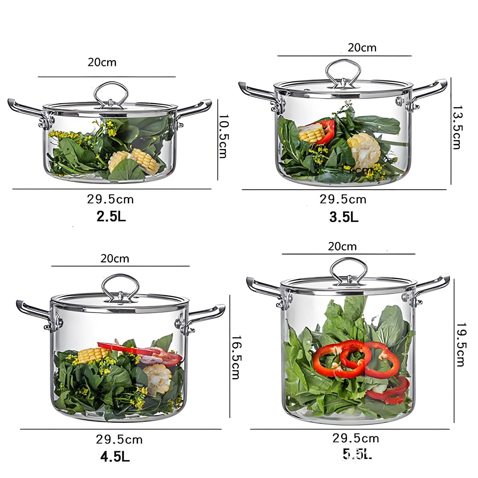 Каструля Guoyoocc скляна прозора з кришкою та ручкою з нержавіючої сталі жаростійка, фото №2 Каструля Guoyoocc скляна прозора з кришкою та ручкою з нержавіючої сталі жаростійка, фото №2