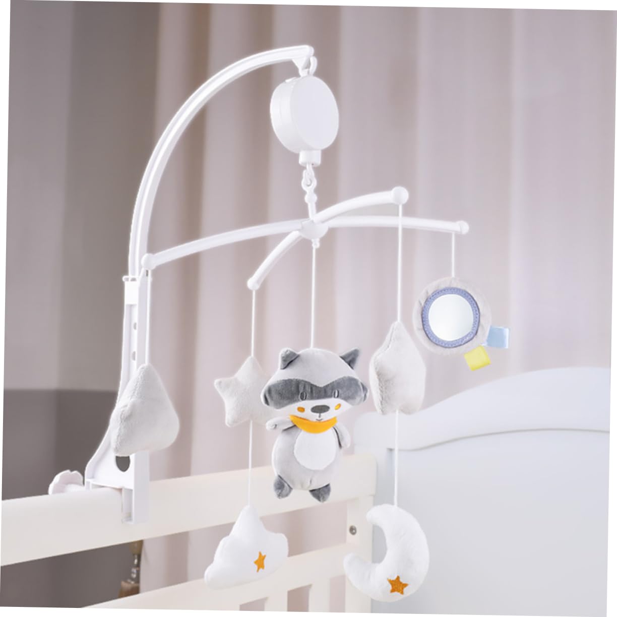 Игрушка SHOWERORO Music Bell Toy для детей Музыкальная подвеска для детской кровати звездная мобильная карусель пластиковый светло-серый, фото №3