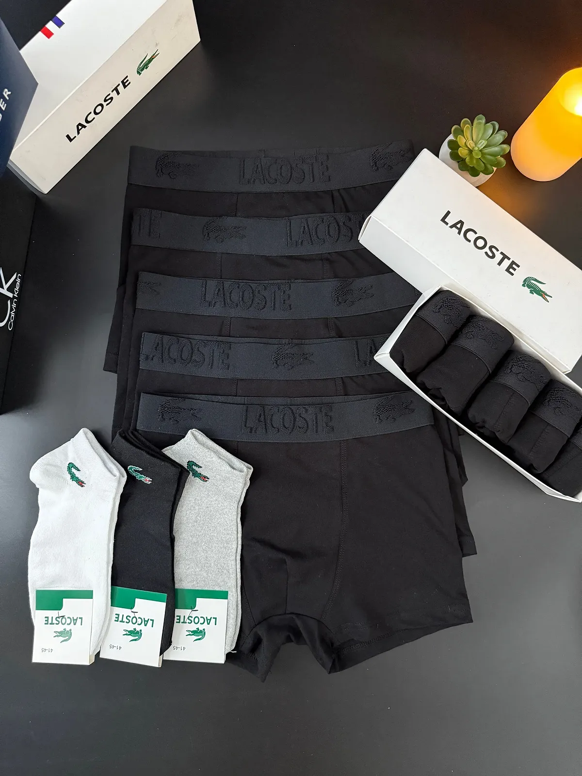 Чоловічі труси боксери Lacoste чорні, фото №5