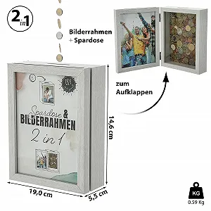 Копилка-рамка для фото 2 в 1 White MDF 19 x 14.5 x 5.5 см цена на synthetic.ua - Фото 1 Копилка-рамка для фото 2 в 1 White MDF 19 x 14.5 x 5.5 см synthetic.ua - Фото 1