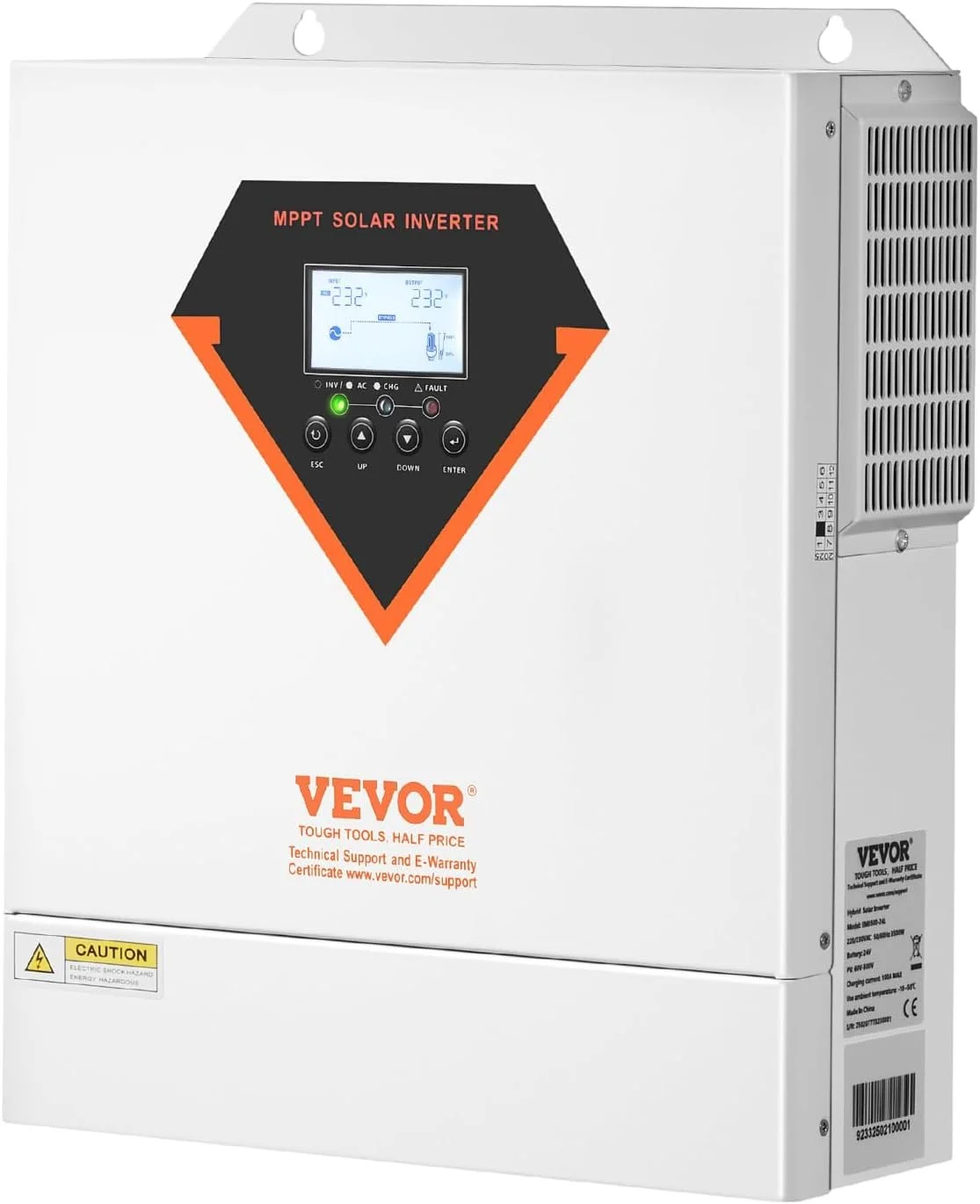 Гибридный инвертор VEVOR EM3500-24L 3500W-24V / MPPT 100A / Чистая синусоида / Wi-Fi / Белый, фото №4