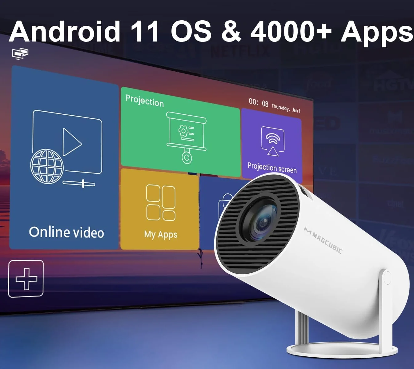 Проектор Magcubic Hy300 Pro HD Wi-Fi Bluetooth Android 11, фото №3