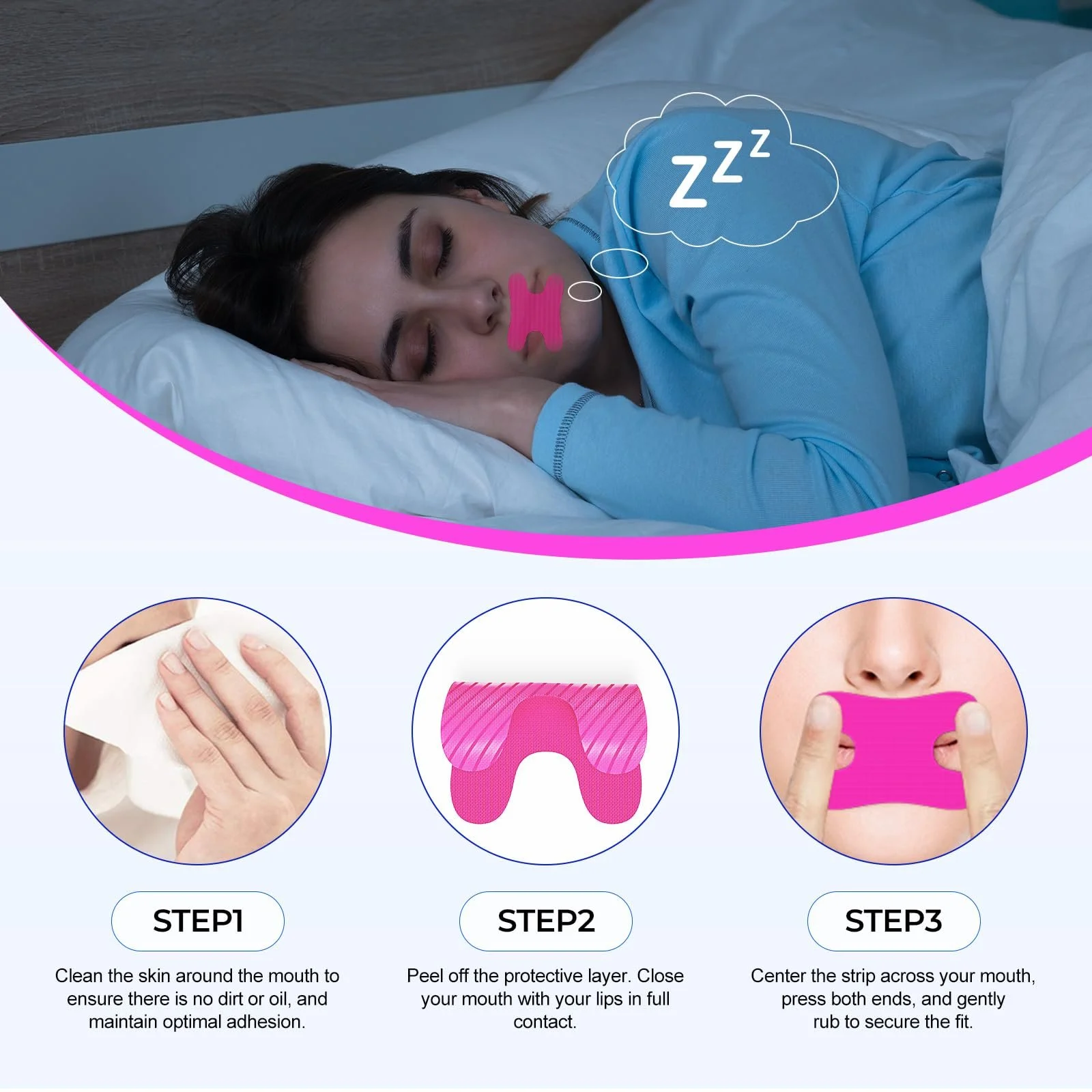 Лента для рта 50 Prozent Для сна и уменьшения храпа Эластичный дизайн, фото №3