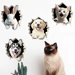 Наклейка на стіну SUPERDANT 3D Animals Cat Rabbit Dog - Фото 1