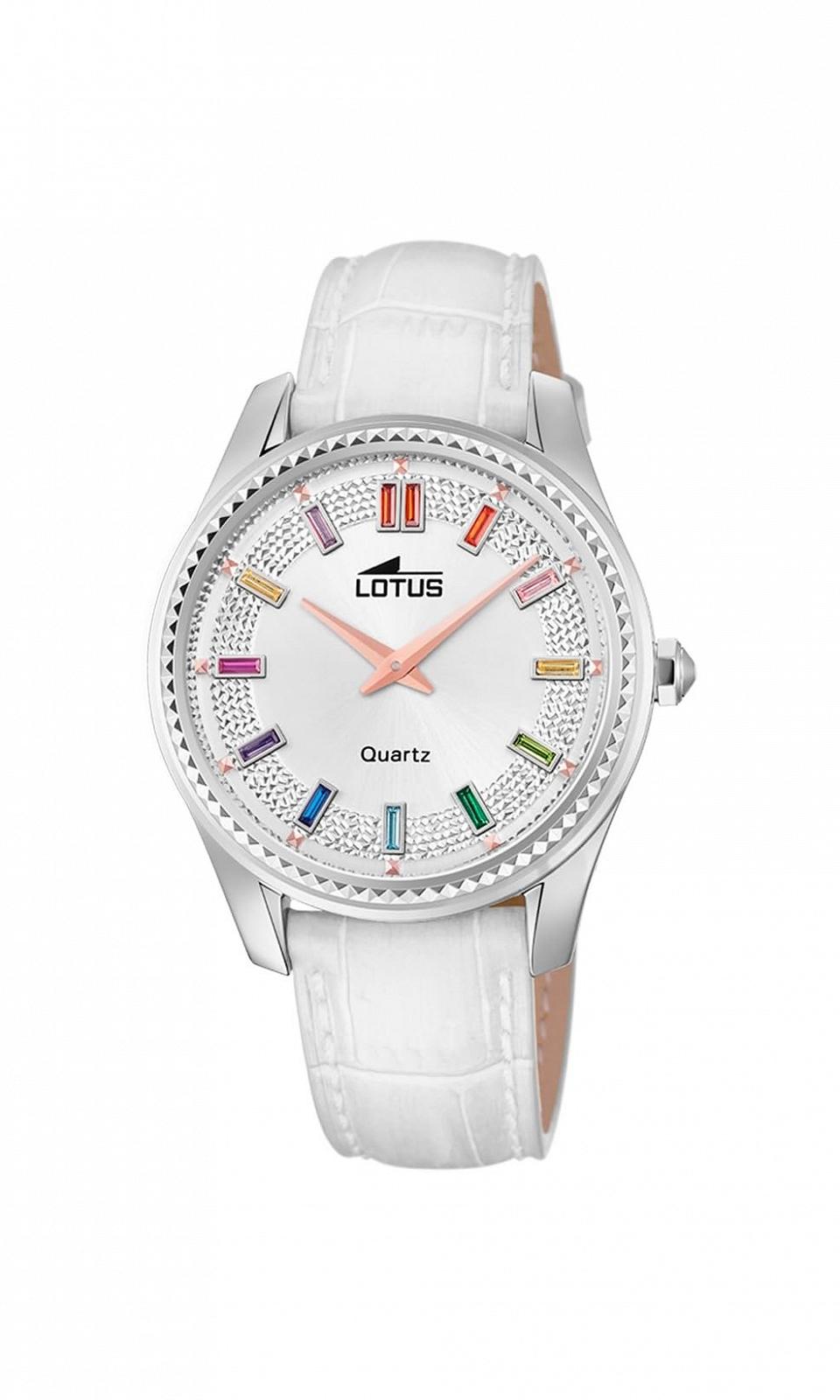 Женские часы Lotus 18899/1 Сталь и кожа, стеклянные камни Серебристый/Белый разноцветный 38 мм, фото №1