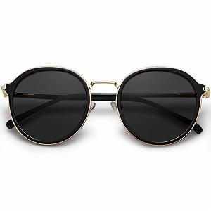 Вінтажні круглі жіночі сонцезахисні окуляри CARFIA Polarised 100% UV Protection з футляром Category 3 - Фото 1