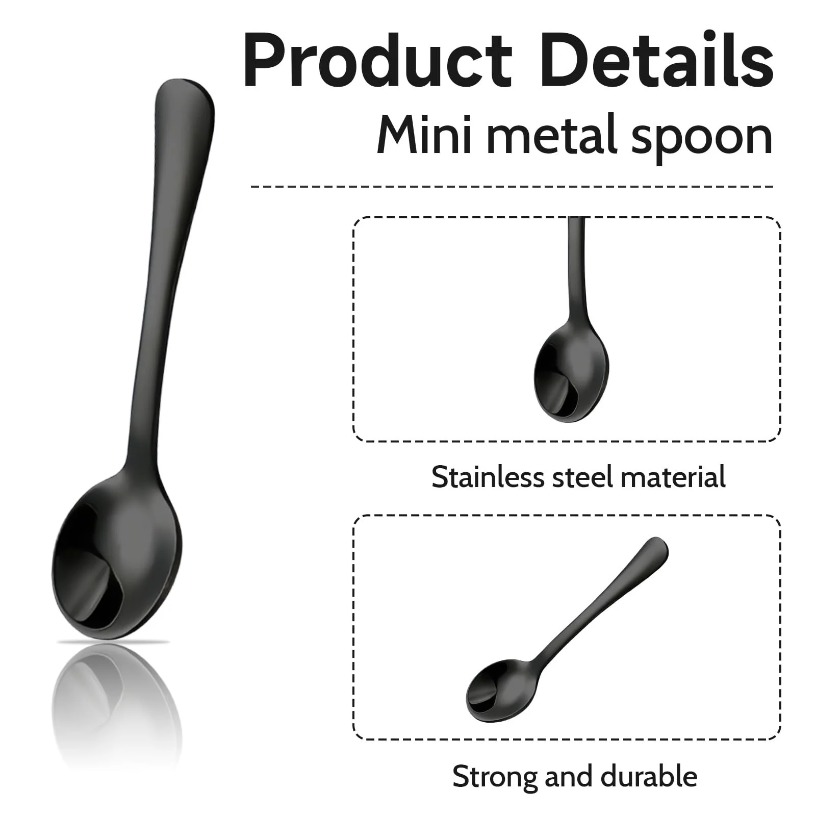 Ложка GlamRays Мініатюрна з нержавіючої сталі для спецій 7,5 см, 8 шт, Чорний, фото №3 Ложка GlamRays Мініатюрна з нержавіючої сталі для спецій 7,5 см, 8 шт, Чорний, фото №3