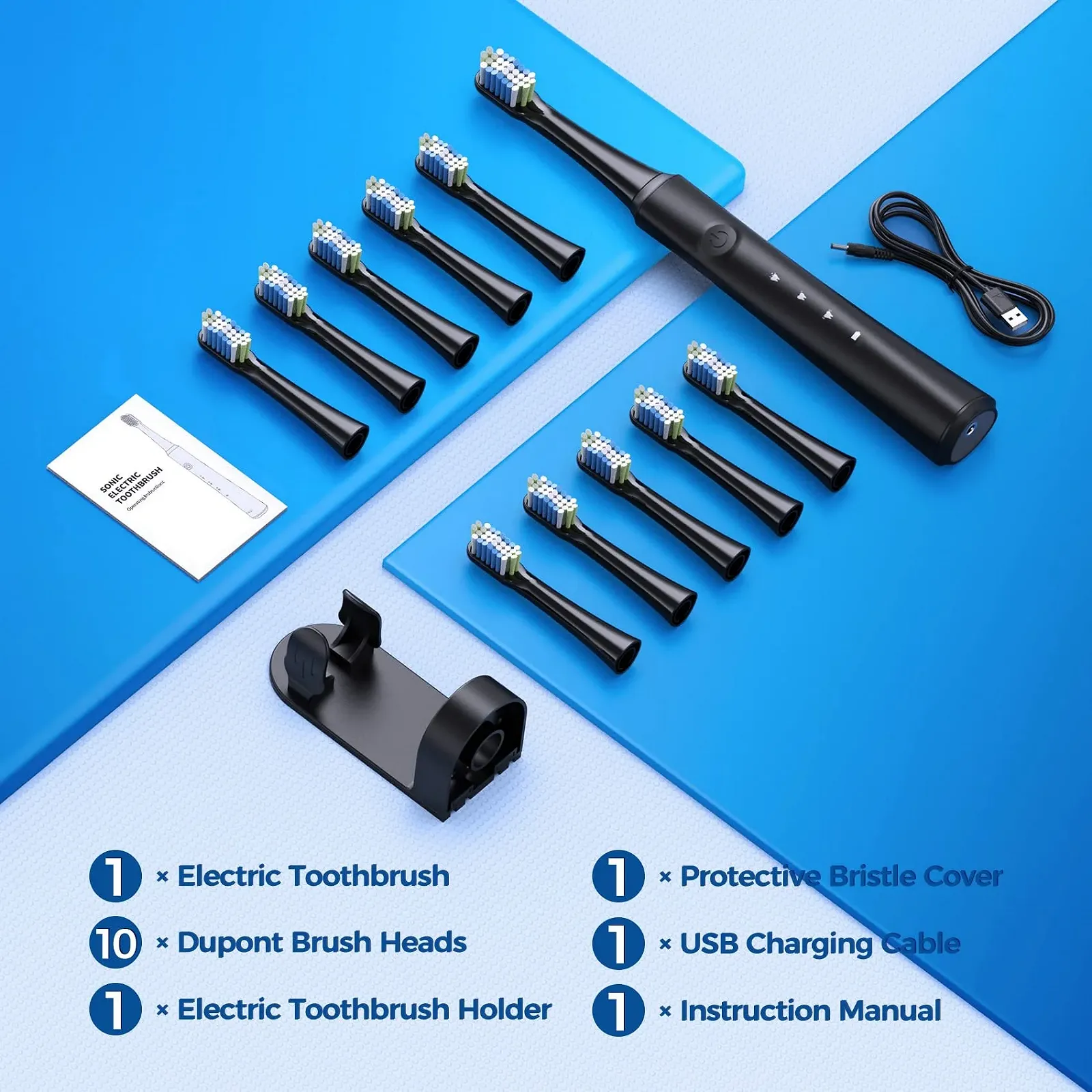 Электрическая зубная щетка 40 000 движений/мин 3 режима с держателем Black Smart, фото №3