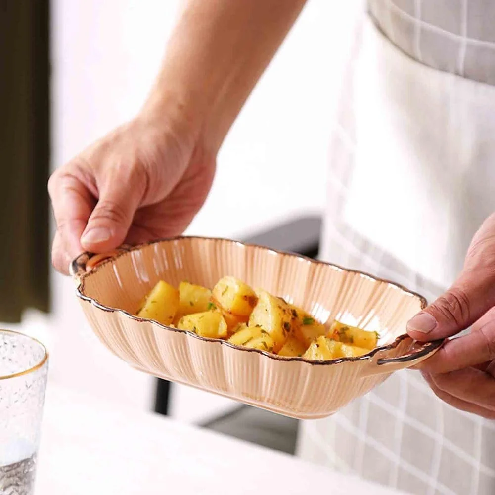 Форма для запекания Dxcaicc прямоугольная с двойными ручками текстурированная оранжевая, фото №4