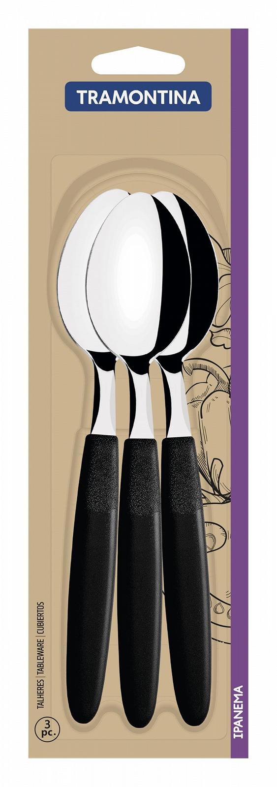 Набор Столовых Ложек Tramontina Ipanema 3 шт, Черный, фото №2 Набор Столовых Ложек Tramontina Ipanema 3 шт, Черный, фото №2