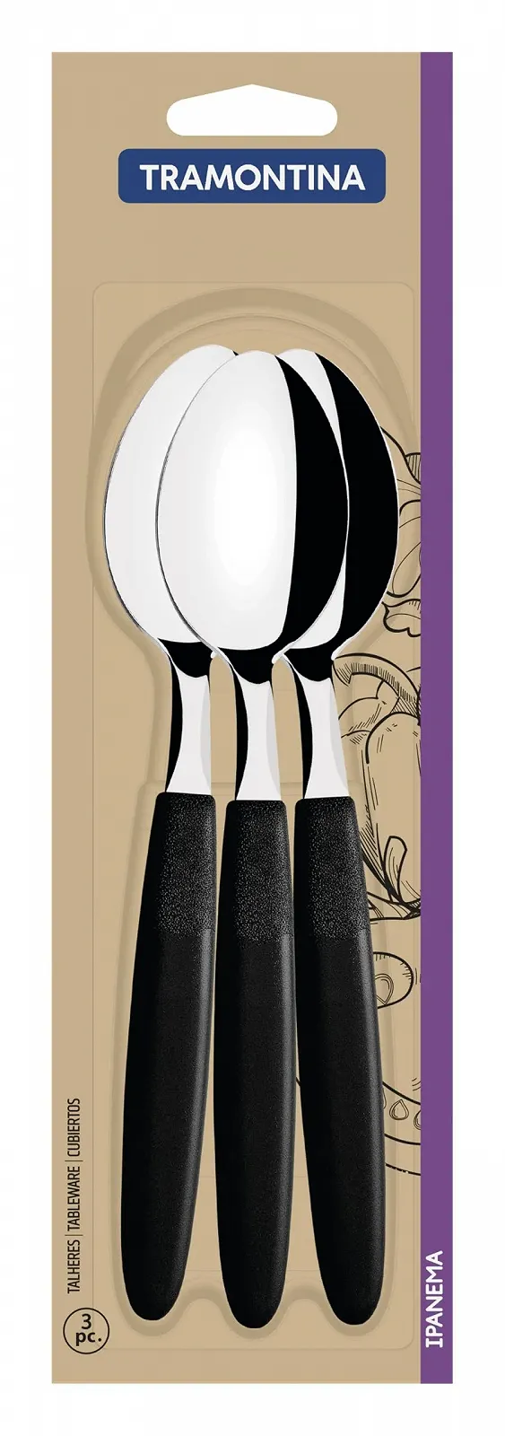 Набір Столових Ложок Tramontina Ipanema 3 шт, Чорний, фото №2 Набір Столових Ложок Tramontina Ipanema 3 шт, Чорний, фото №2