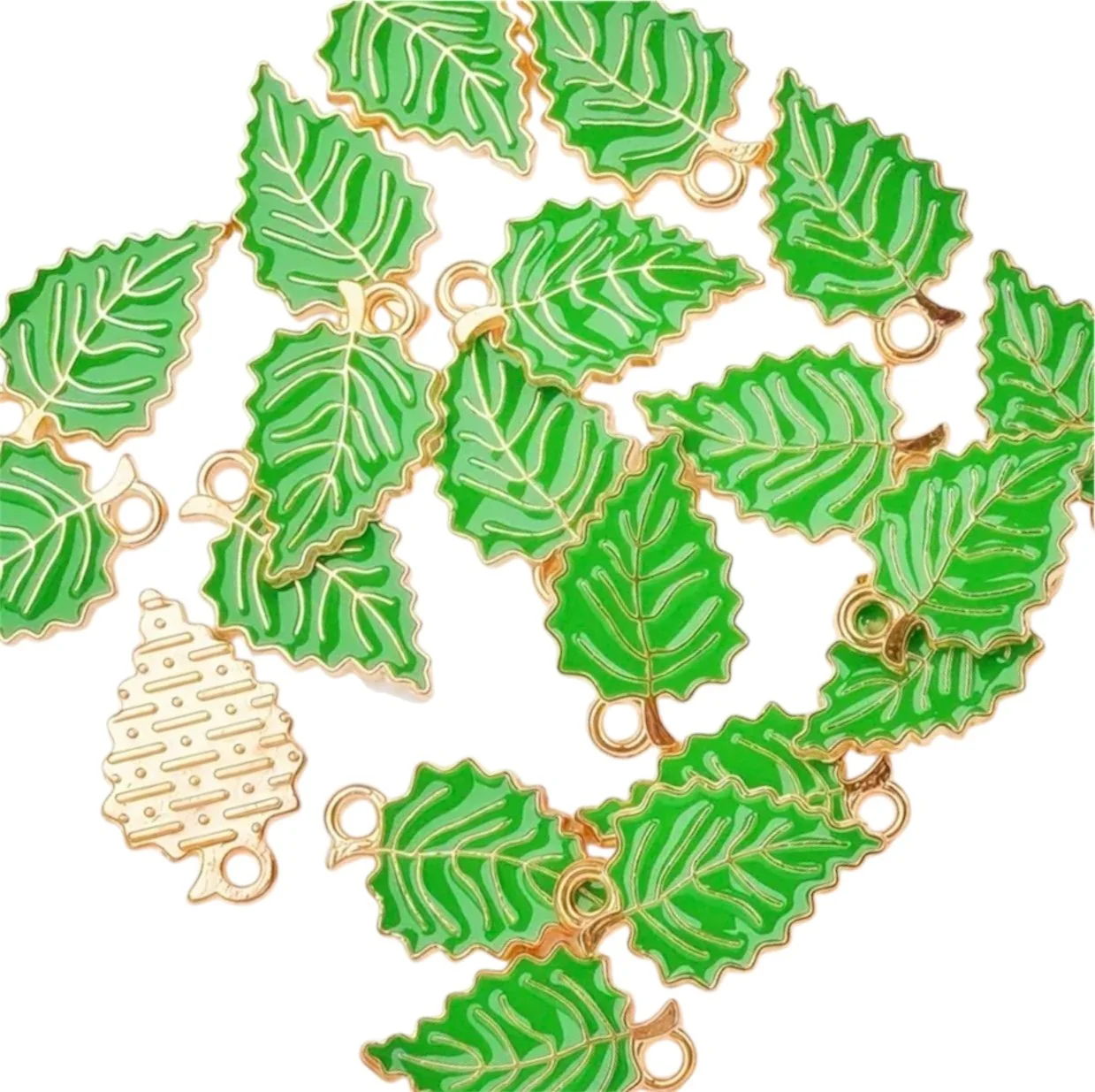 Підвіска металева з емаллю Саме Те Листочок зелений 18х12мм, фото №1 Підвіска металева з емаллю Саме Те Листочок зелений 18х12мм, фото №1