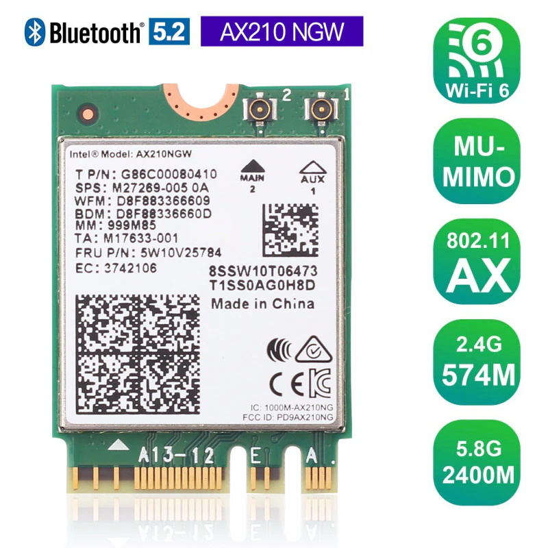 Мережевий адаптер Intel AX210 WiFi модуль 2.4/5GHz Wi-Fi 6, фото №8