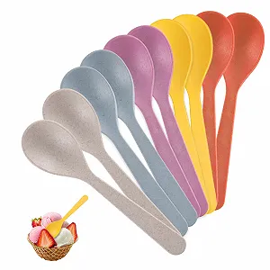 Набір пластикових ложок 10 шт, 14 см Різнокольорові - Фото 1