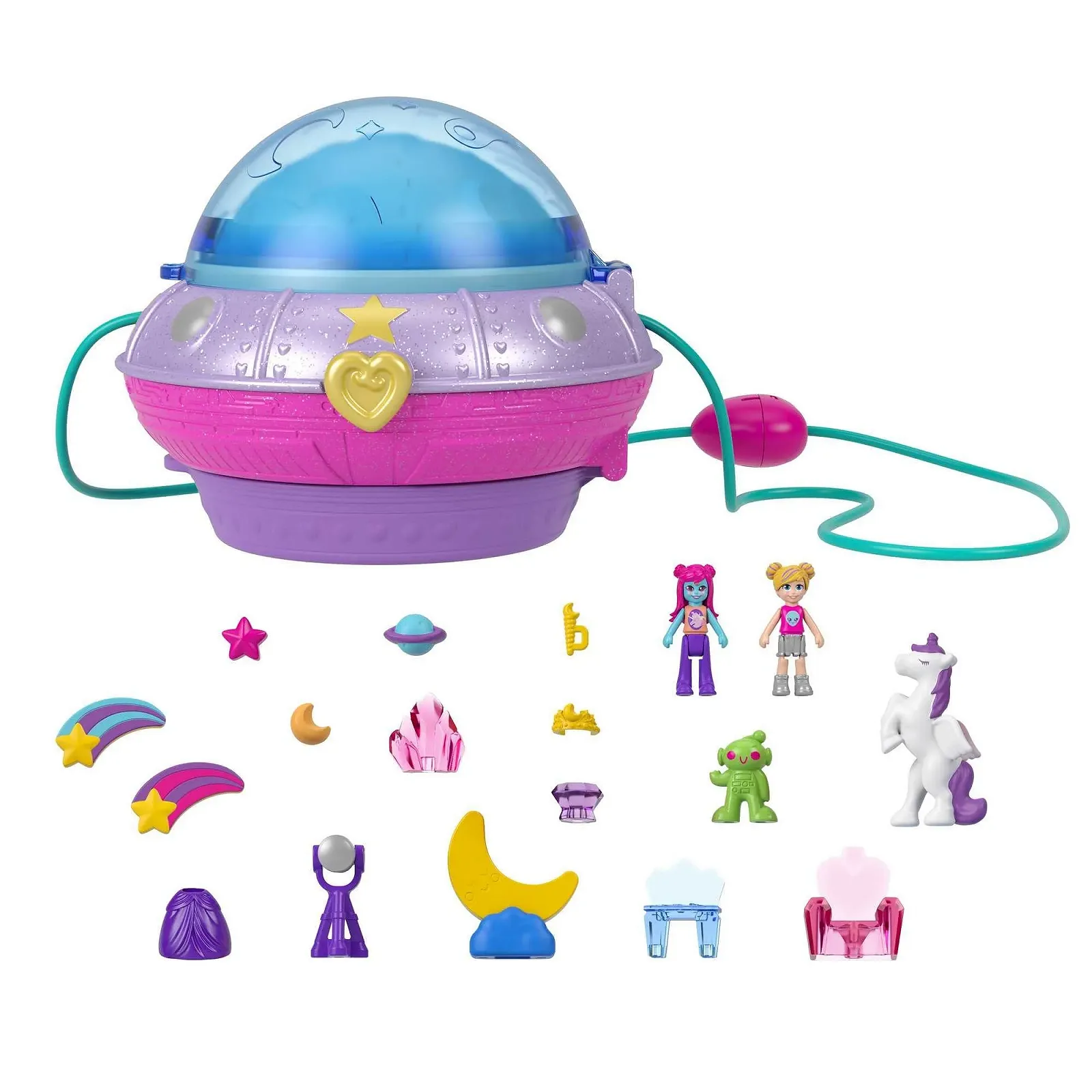 Ігровий набір Polly Pocket HCG25 Космічний, 2 мікроляльки, 15 аксесуарів, 1 елемент одягу, функція Pop & Swap, фото №1 Ігровий набір Polly Pocket HCG25 Космічний, 2 мікроляльки, 15 аксесуарів, 1 елемент одягу, функція Pop & Swap, фото №1