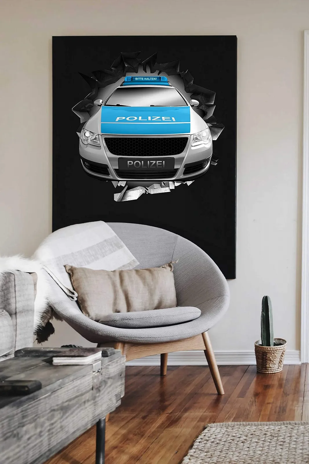 Наклейка на стіну BLACK LABEL GRAFX WallArtML213 Police Car 3D Effect 71 x 70 см, фото №3