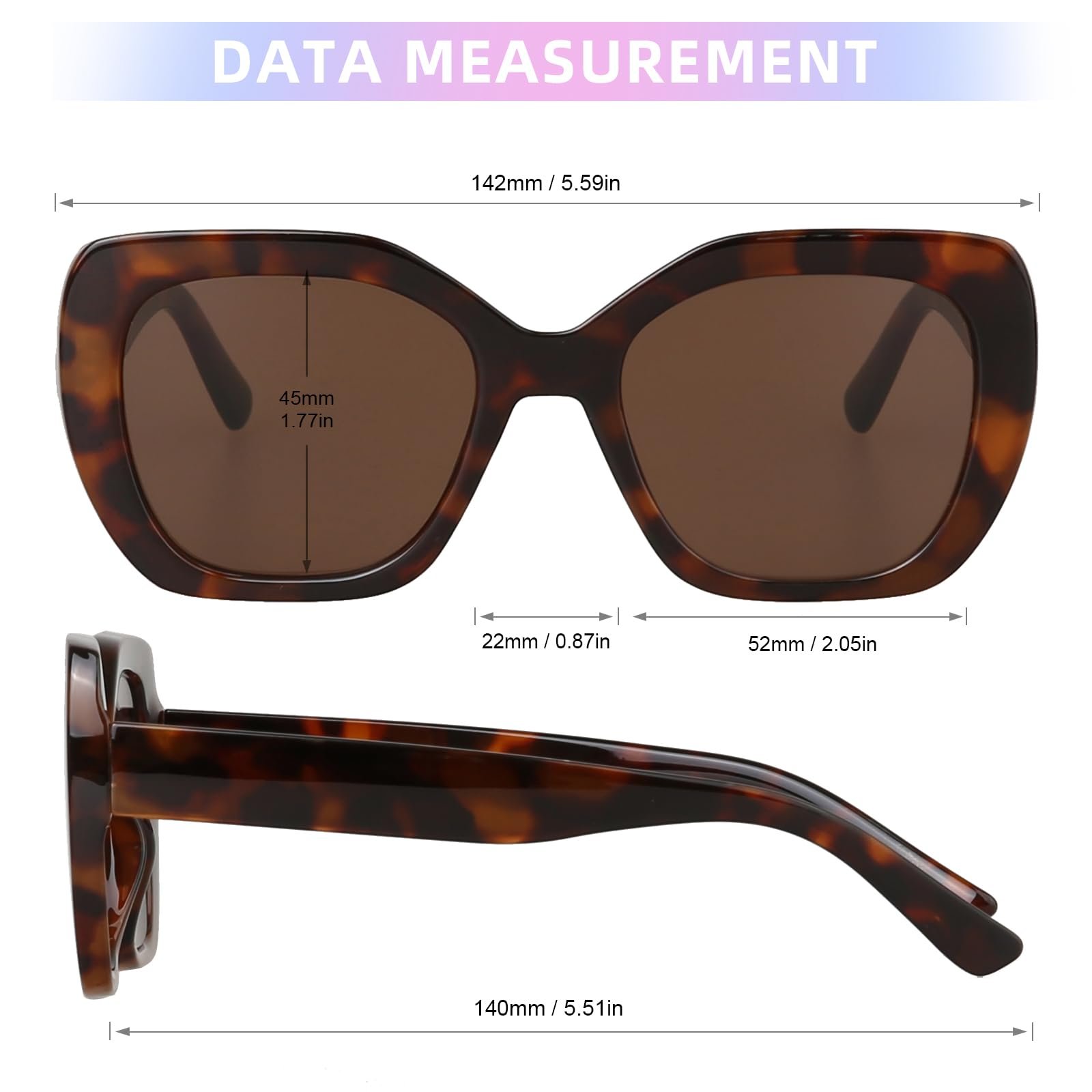 Сонцезахисні окуляри Cateye Retro JOOX Великі для жінок, поляризовані сонцезахисні окуляри квадратні вінтажні з захистом UV400 для подорожей, фото №3