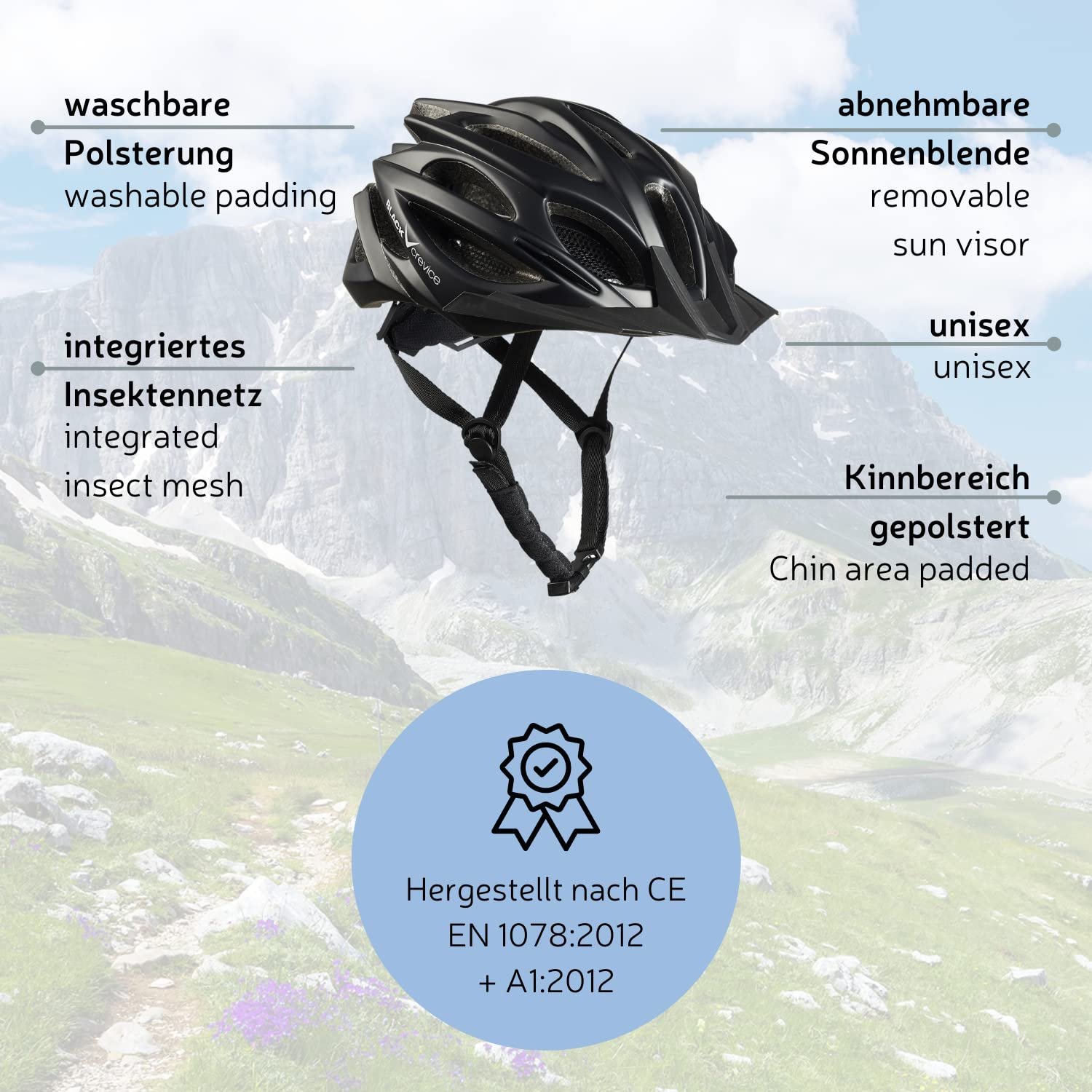 Велосипедный шлем BLACK CREVICE для взрослых, MTB, дышащий, регулируемый по размеру, фото №3