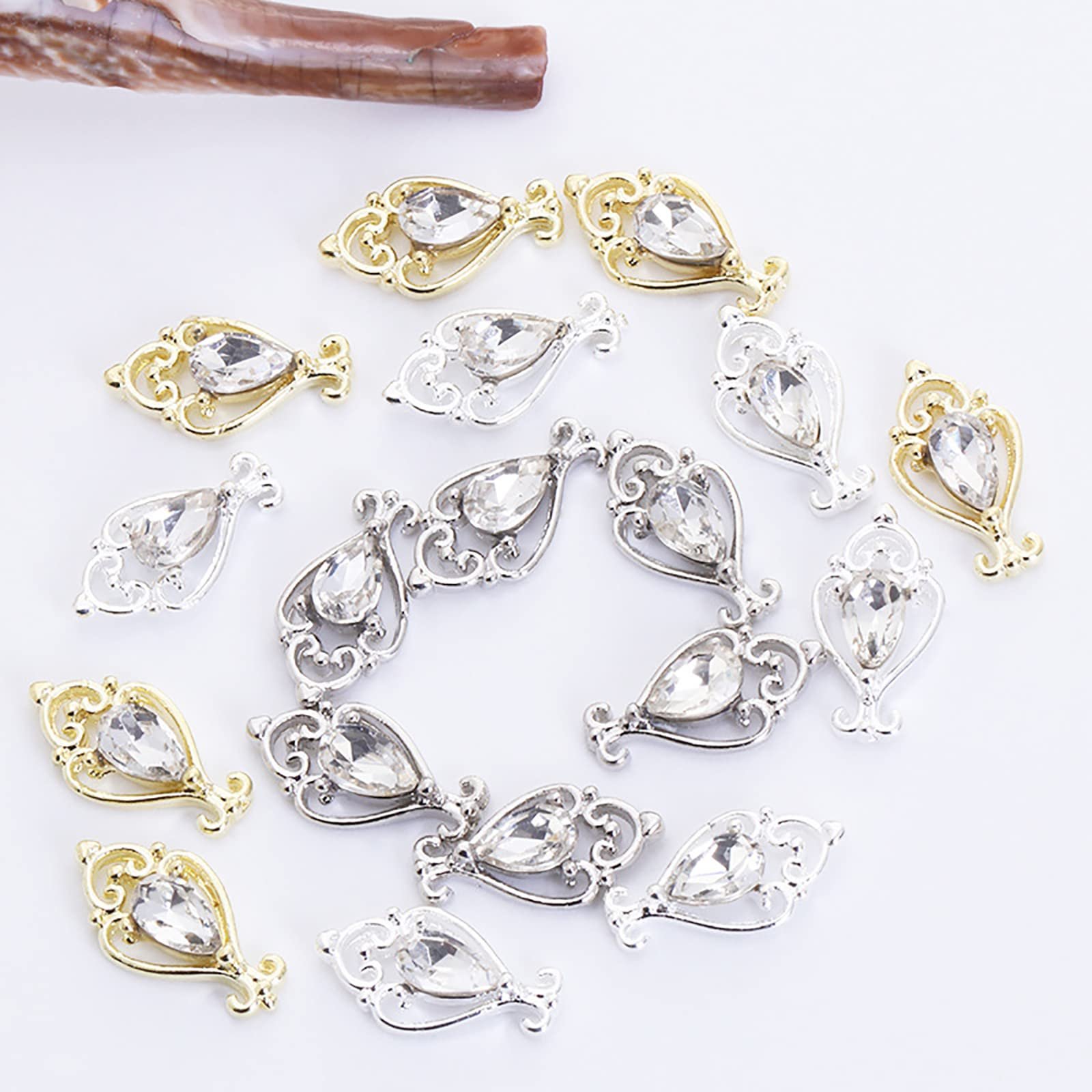 Стрази для дизайну нігтів Металеві сріблясті 10 шт, фото №8