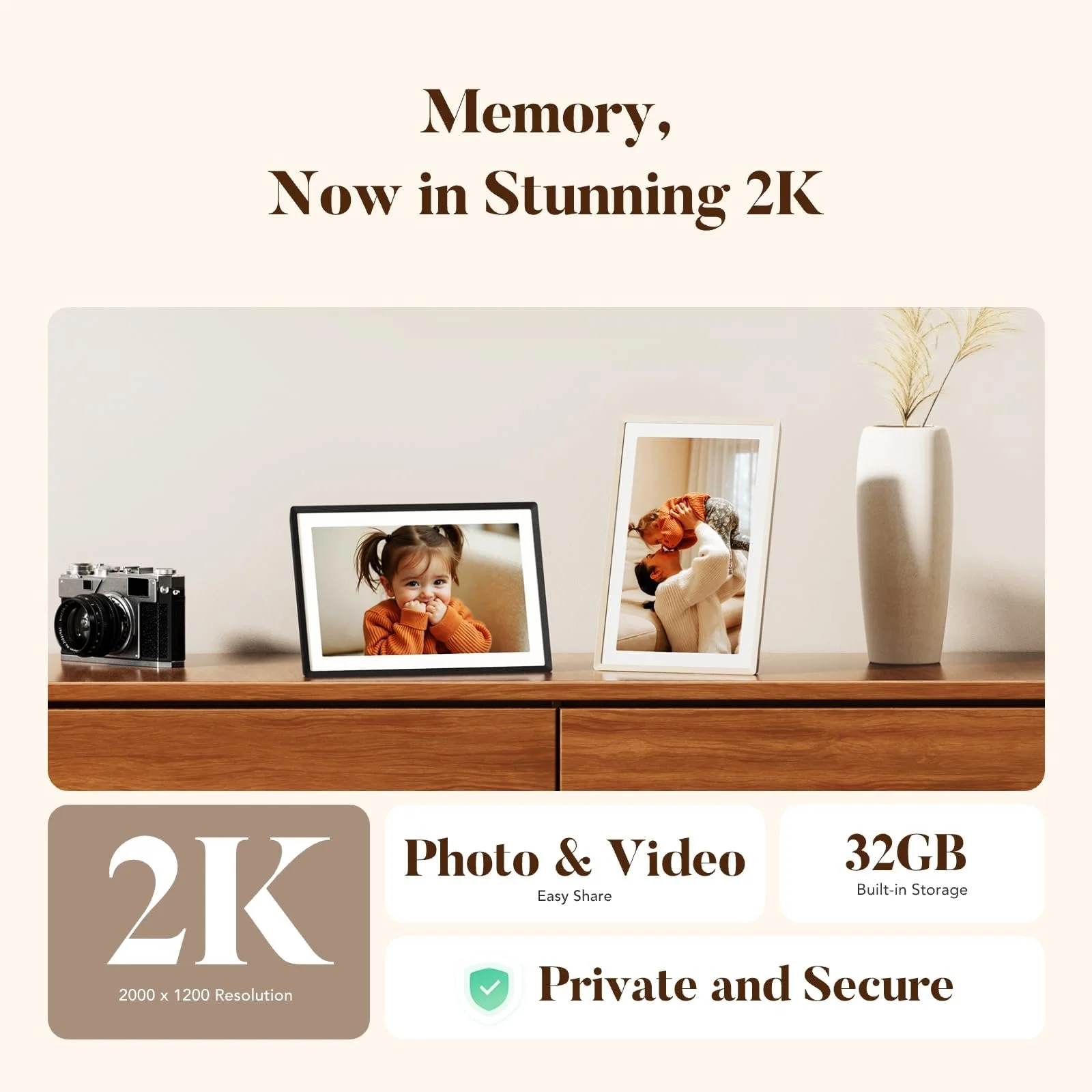 Цифровая фоторамка pexar by Lexar 2K 11 дюймов Anti-Glare IPS Touch Screen Wi-Fi 32 GB Frameo App, фото №2