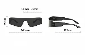 Солнцезащитные очки Zundo Y2k без оправы, панк, ретро, ​​черный, синий, серебристый synthetic.ua - Фото 1