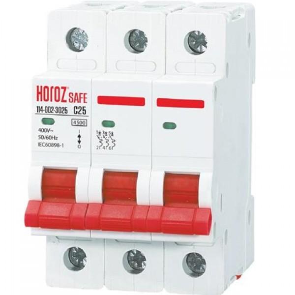 Автоматический выключатель Horoz Electric SAFE 25А 3P С 114 002 3025, фото №1