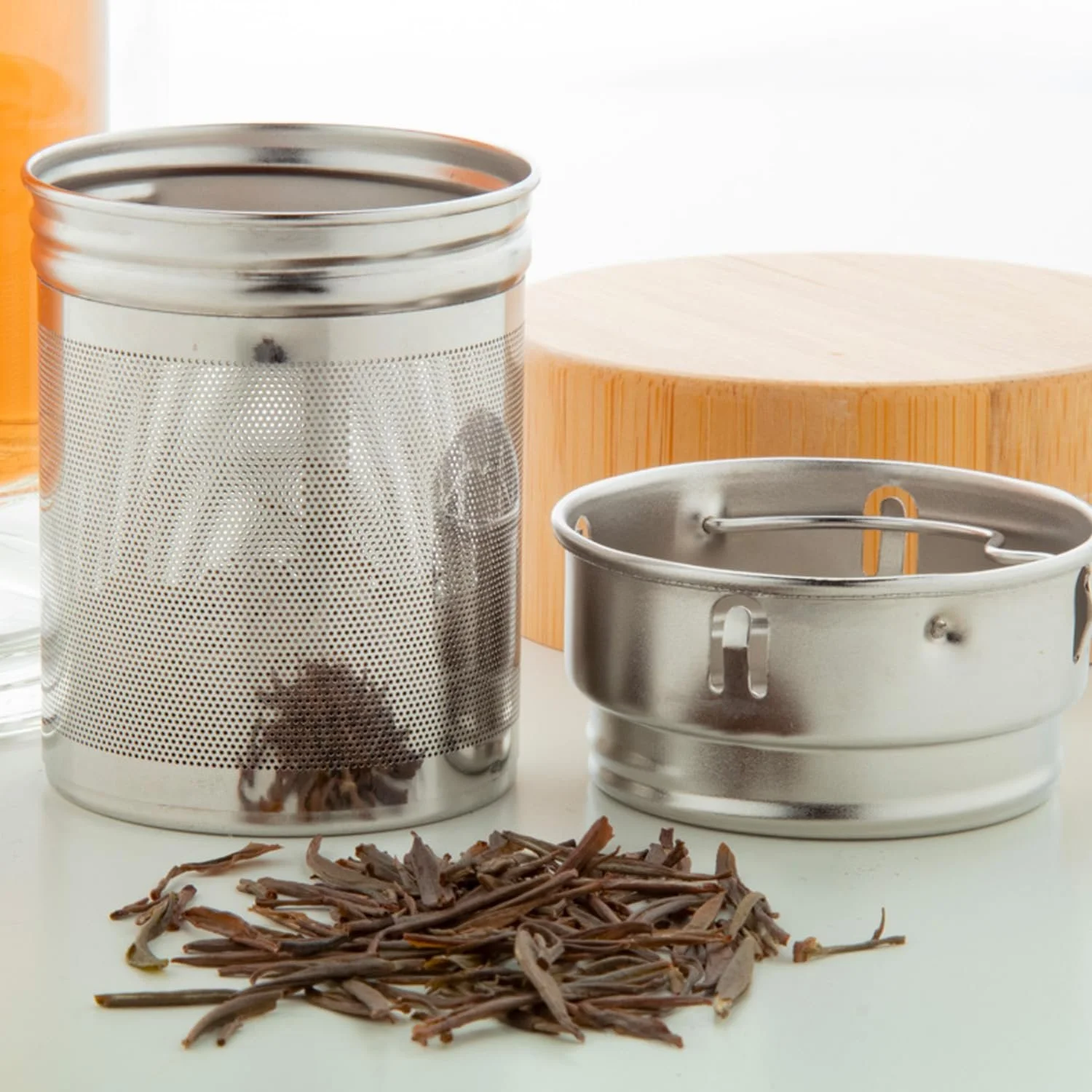 Чайник-заварник Avilia Подвійні Стінки Скляний Портативний з Бамбуковою Кришкою 400 мл зі Знімним Фільтром з Ручкою, фото №3