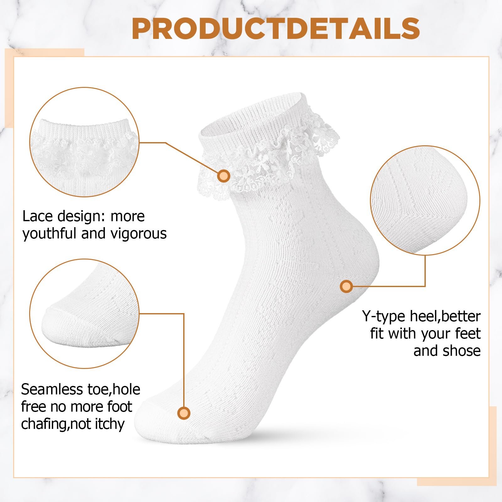 Носки Jadive Rueschen, носки до середины голени с рюшами, носки в стиле принцессы для женщин, 3 пары, фото №2