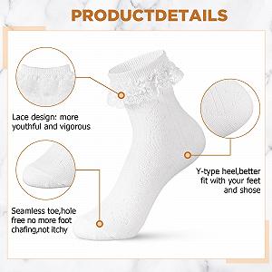 Носки Jadive Rueschen, носки до середины голени с рюшами, носки в стиле принцессы для женщин, 3 пары synthetic.ua - Фото 1