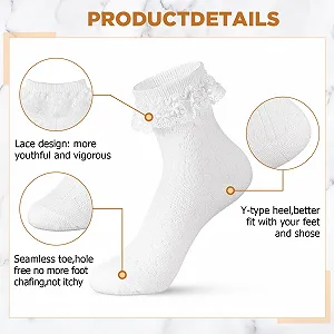 Носки Jadive Rueschen, носки до середины голени с рюшами, носки в стиле принцессы для женщин, 3 пары synthetic.ua - Фото 1