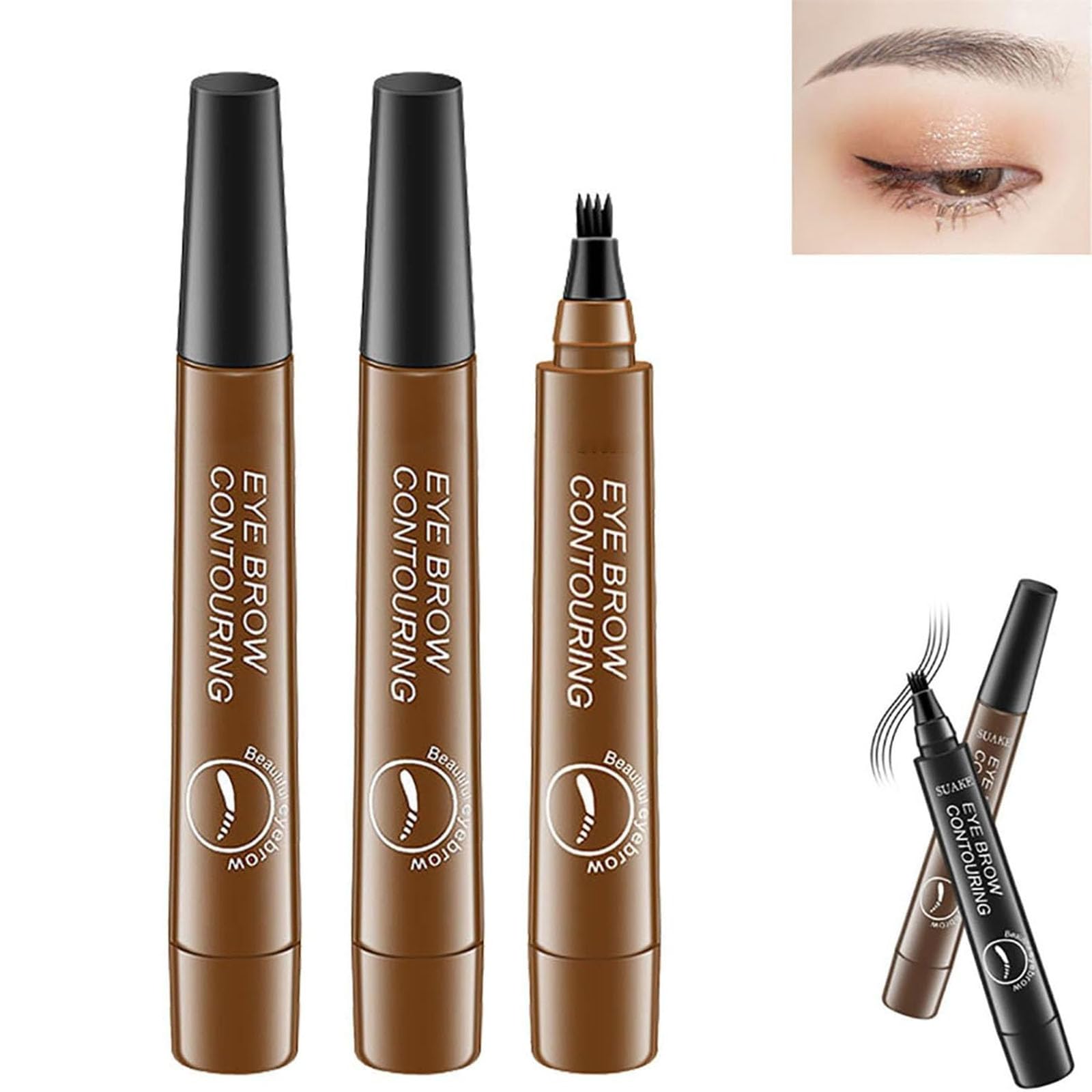 Олівець для брів Glowly Secret Водостійкий Натуральний Тату-олівець 3D 4 кінчики Світло-коричневий, фото №1 Олівець для брів Glowly Secret Водостійкий Натуральний Тату-олівець 3D 4 кінчики Світло-коричневий, фото №1