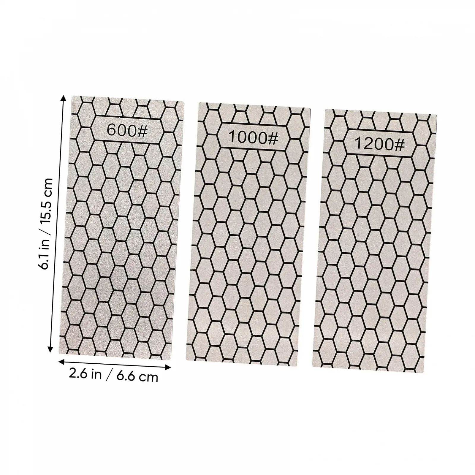 Точильні камені алмазні двосторонні набір 3 шт. з нековзною основою для кухонних ножів, фото №2