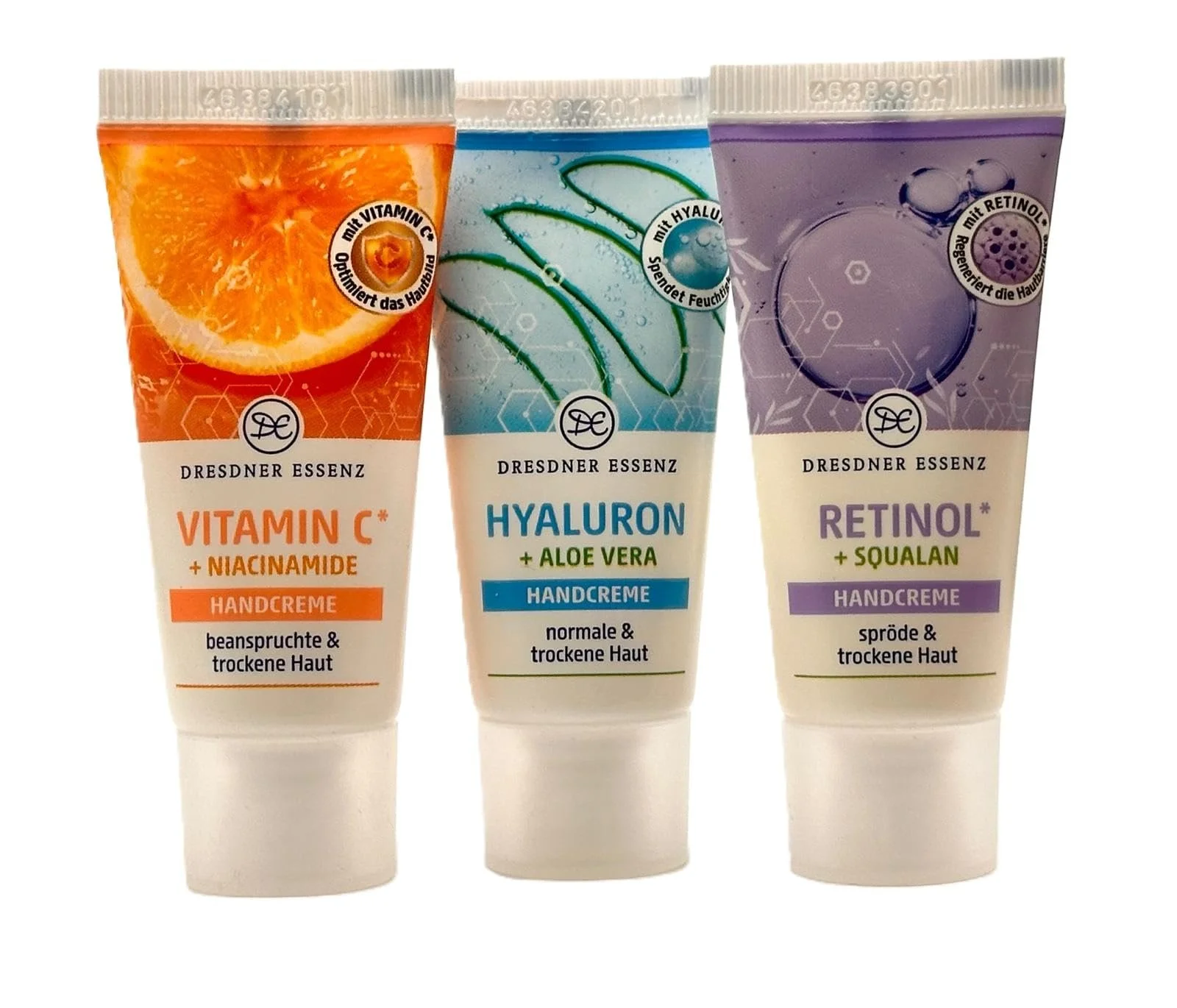 Крем для рук Dresdner Essenz Retinol + Витамин C с гиалуроновой кислотой и алоэ вера, 3 x 20 мл, набор из 3 шт., фото №1