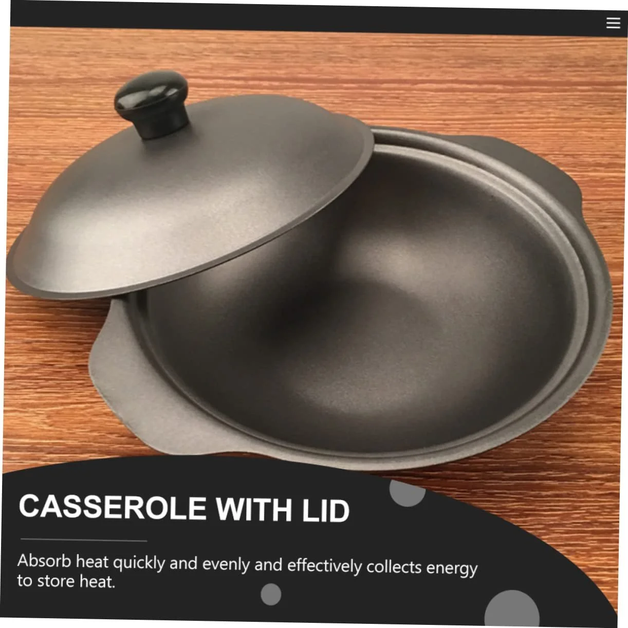 Кастрюля чугунная Garneck 18 см, эмалированная, с крышкой, для плиты и духовки, фото №2