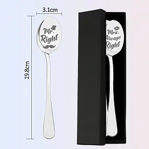 Ложка Кофейная с гравировкой Mr Right & Mrs Always Right, набор 2 шт synthetic.ua - Фото 1