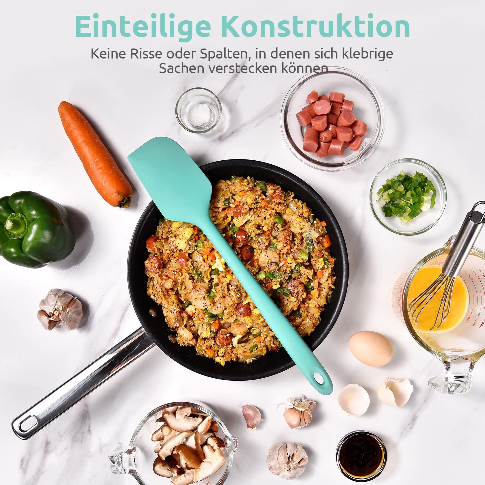 Силиконовая лопатка U-Taste Extra Large 35.6 см Термостойкая 250°C Бесшовная Aqua Sky, фото №8